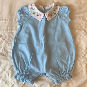Ralph Lauren Blue and Floral Collared Onesie